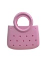 Mini EVA Beach Bag for Women - Cute Waterproof Rubber Tote Handbag for Vacation, Pool & Shower - Washable Mini Handbag for Sunscreen, Phone & Keys (Baby Pink)(8 Inch) 